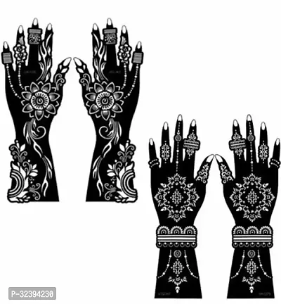 Hand Mehandi Stickers Black Set Of 2