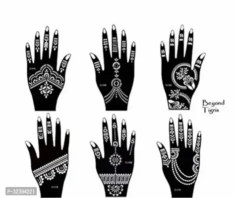 Hand Mehandi Stickers Black Set Of 3-thumb0