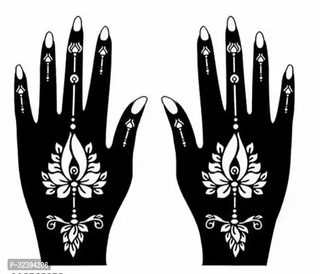 Hand Mehandi Stickers Black Set Of 1-thumb0