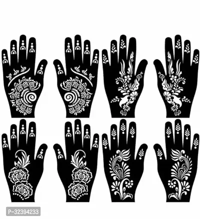 Hand Mehandi Stickers Black Set Of 4-thumb0