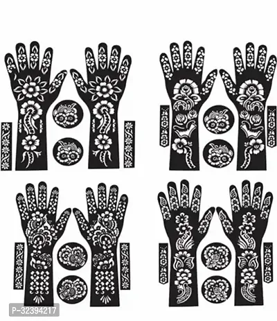 Hand Mehandi Stickers Black Set Of 4-thumb0