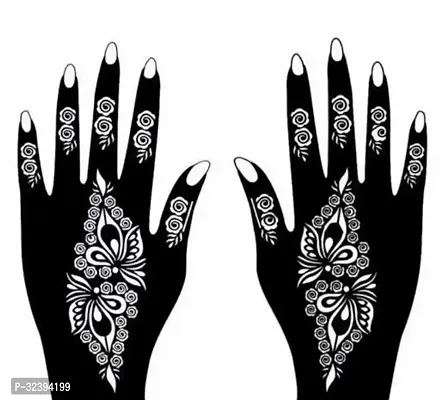 Hand Mehandi Stickers Black Set Of 1-thumb0