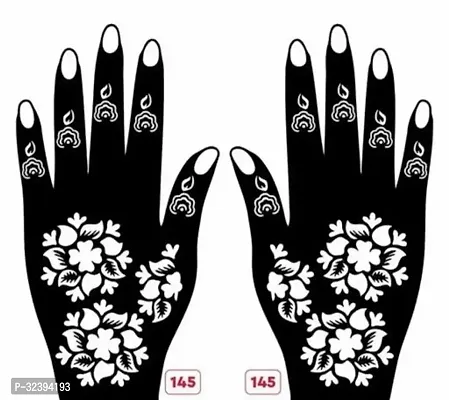 Hand Mehandi Stickers Black Set Of 1-thumb0