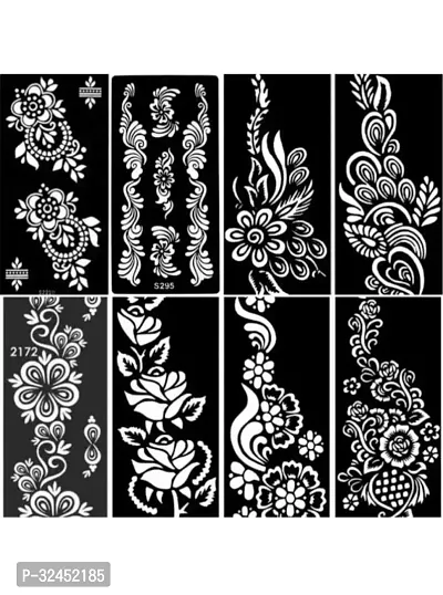 Hand Mehandi Stickers Black Set Of 8