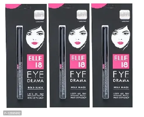 Elle 18 Eye Drama Kajal, Super Black, Smudgeproof  Waterproof, 0.35 G, Matte Finish PACK OF 3-thumb0