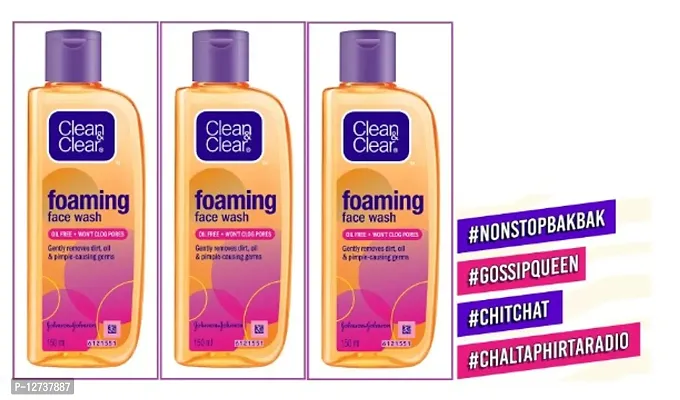 CLEAN AND CLEAR FOAMING FACEWASH 150ML FOR REMOVE OIL AND DIRT PACK OF 3