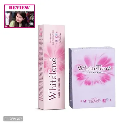 White Tone Combo, Face Cream  Face Powder for Women, Get Oil-Free, Even-Toned, Glowing Skin Instantly,