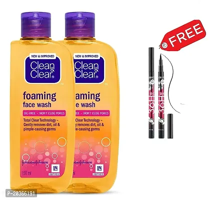 Clean  Clear Foaming Facewash for Oily Skin 150ML  Pack of 1 + Get free 36 h eyelinear pack of 1