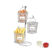 Designer Tree Shape Silver Mini Serving Basket-thumb1