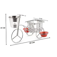 Designer Mini Silver Serving Cycle Basket With 2 Dip Bowls-thumb2