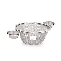 Designer Mini Silver Serving Basket With Dip 2 Bowls-thumb1