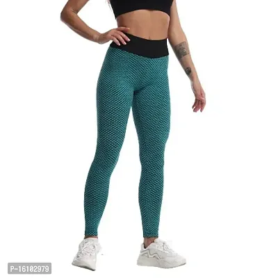 Geifa Leggings for Women High Waisted Yoga Pants Workout Tummy Control Sport Tights Free Size (26 Till 32) (Green)-thumb2