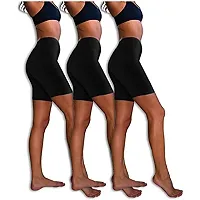 Geifa Womens Cotton  Lycra Boxer Shorts Underwear Anti Chafing Bike Shorts(Regular) Pack of 3 Black-thumb1