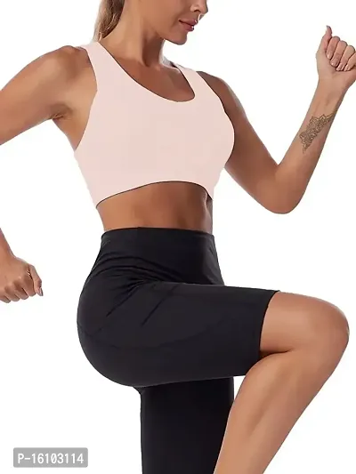 Geifa Women's Workout Ribbed Seamless Sports Bras Fitness Running Yoga Crop Tank Top (L, Peach)-thumb4