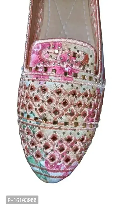 Geifa Jaipuri Ethnic Handmade Embroidered Ladies/Girls Mojari/Jutti Slipper Multicolor-thumb3