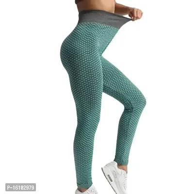 Geifa Leggings for Women High Waisted Yoga Pants Workout Tummy Control Sport Tights Free Size (26 Till 32) (Green)