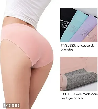 Buy Geifa Women's Cotton Silk Seamless Mid-Rise Panties no Panty line Look  Hipster Underwear, Multicolor Pack of 4 Online In India At Discounted Prices