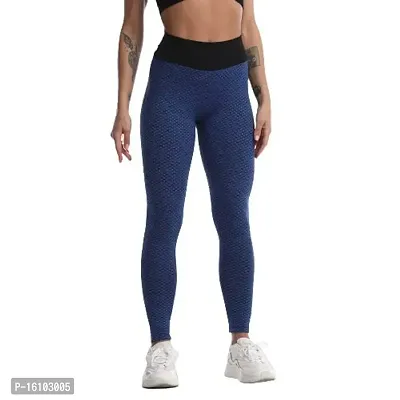 Geifa Leggings for Women High Waisted Yoga Pants Workout Tummy Control Sport Tights Free Size (26 Till 32) (Blue)