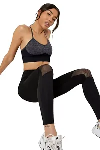 Geifa Womenrsquo;s Yoga Pants Breathable Tummy Control Best Long Workout Fitness Pants Free Size (28 Till 34) (Black Colour)-thumb1