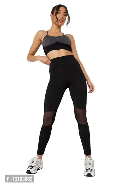 Geifa Womenrsquo;s Yoga Pants Breathable Tummy Control Best Long Workout Fitness Pants Free Size (28 Till 34) (Black Colour)-thumb4