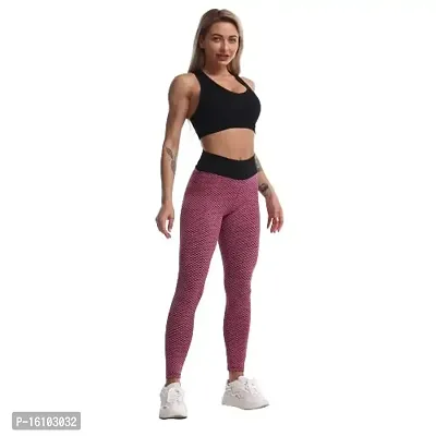 Geifa Leggings for Women High Waisted Yoga Pants Workout Tummy Control Sport Tights Free Size (26 Till 32) (Pink)-thumb4
