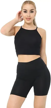 Geifa High Waisted Tummy Control Soft Workout Shorts Pack of 3 Black-thumb2