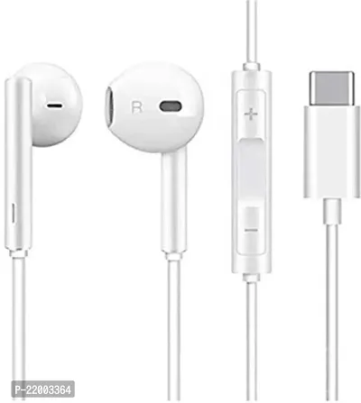 Type C Wired In Ear Headphone With Mic Pure Bass Sound One Button Multi-Function Wired Headsetnbsp;nbsp;(White, In The Ear)-thumb0