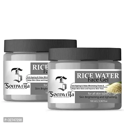 SOMWRITA Rice Water Moisturizing  Smoothing Face Gel / Exfoliation  soothnes / Dead Skin cell Removal Face Gel For Men  Women - 100 ml (Pack of 2)-thumb0