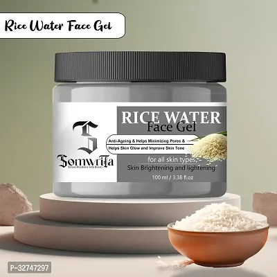 SOMWRITA Rice Water Moisturizing  Smoothing Face Gel / Exfoliation  soothnes / Dead Skin cell Removal Face Gel For Men  Women - 100 ml-thumb0