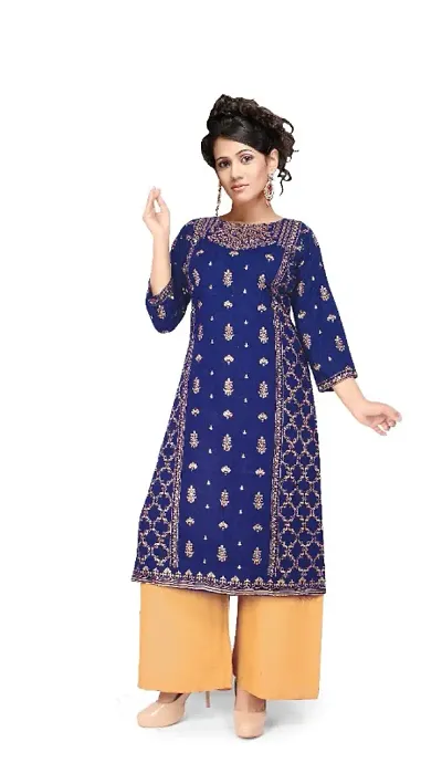 Elegant Rayon Printed Kurta with Palazzo Set