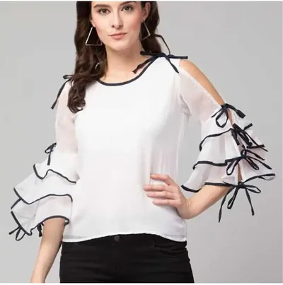 Trendy White Top For Women and Girls