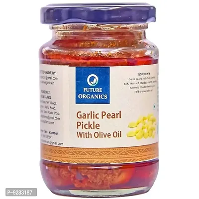 Future Organics Garlic Pearl with Olive Oil Pickle -Pack of 2 ( 160 Grams Each )-Andhra Pickle Made typically in Andhra Style