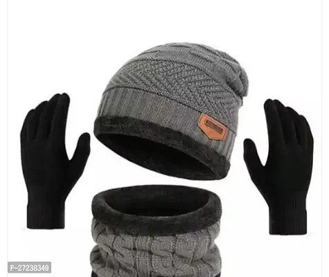 Stylish Grey Cotton Canvas Winter Caps-thumb0