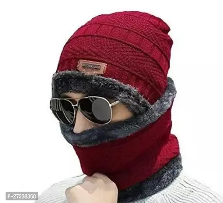 Stylish Red Cotton Canvas Winter Caps-thumb0