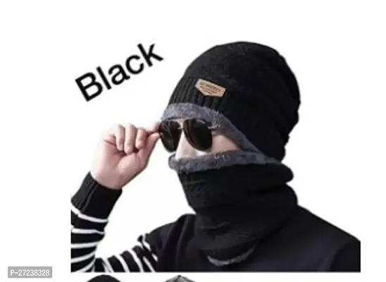 Stylish Black Cotton Blend Winter Caps-thumb0
