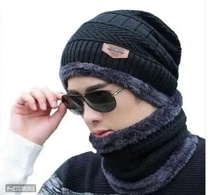 Stylish Navy Blue Wool Winter Caps-thumb0