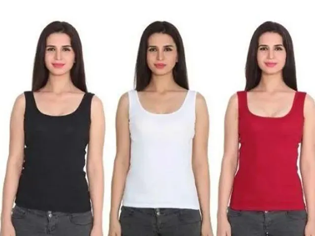 Stylish Blend Solid Camisoles For Women Pack Of 3