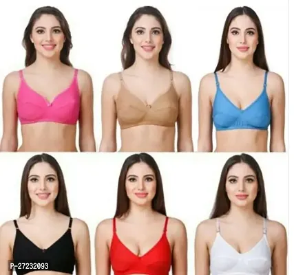 Stylish Multicoloured Cotton Blend Non Padded Bras For Women Pack Of 6-thumb0