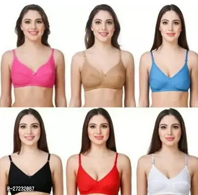 Stylish Multicoloured Cotton Blend Padded Bras For Women Pack Of 6-thumb0