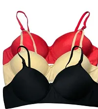 Stylish Multicoloured Cotton Blend Padded Bras For Women Pack Of 3-thumb1
