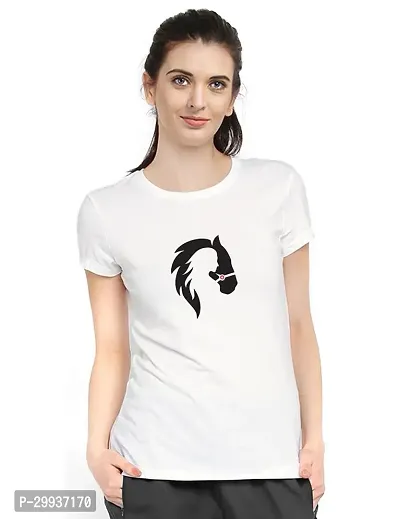 Elegant White Cotton Printed Tshirt For Women-thumb0