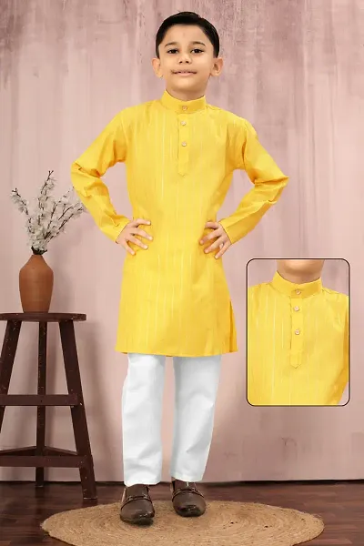 Stylish Solid Kurta With Pyjama Set For Boys