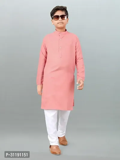 Stylish Cotton Solid Kurta Bottom Set For Boys-thumb0