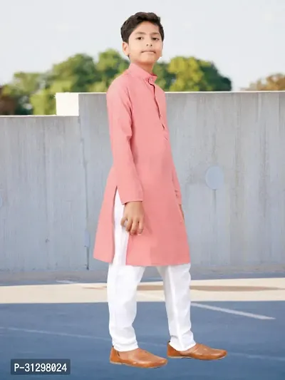 Stylish Peach Cotton Kurta Sets For Boys-thumb3