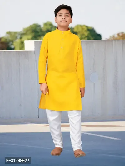 Stylish Yellow Cotton Kurta Sets For Boys-thumb0