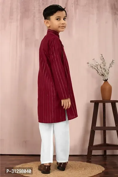 Stylish Maroon Cotton Kurta Sets For Boys-thumb4