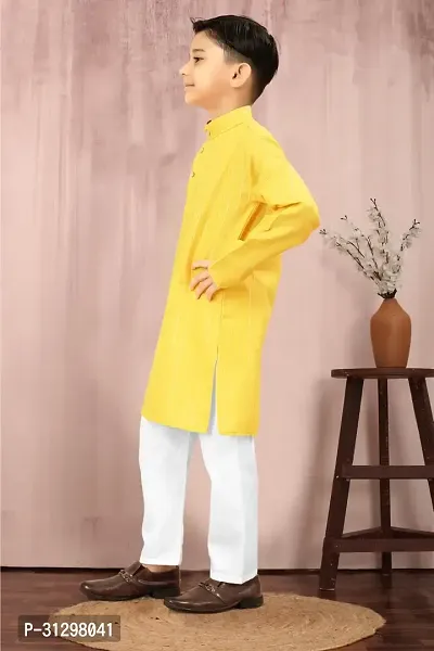 Stylish Yellow Cotton Kurta Sets For Boys-thumb2