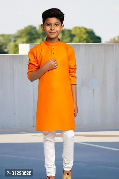 Stylish Orange Cotton Kurta Sets For Boys-thumb0