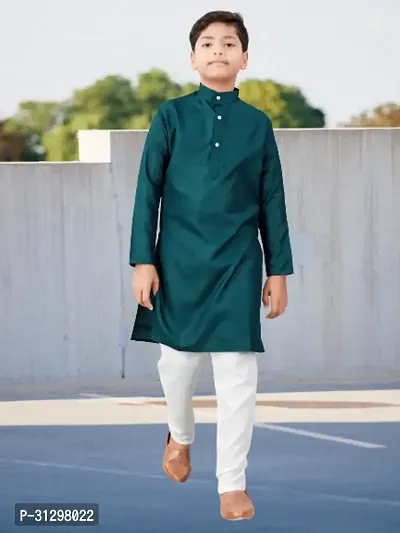 Stylish Green Cotton Kurta Sets For Boys-thumb0