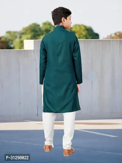 Stylish Green Cotton Kurta Sets For Boys-thumb4